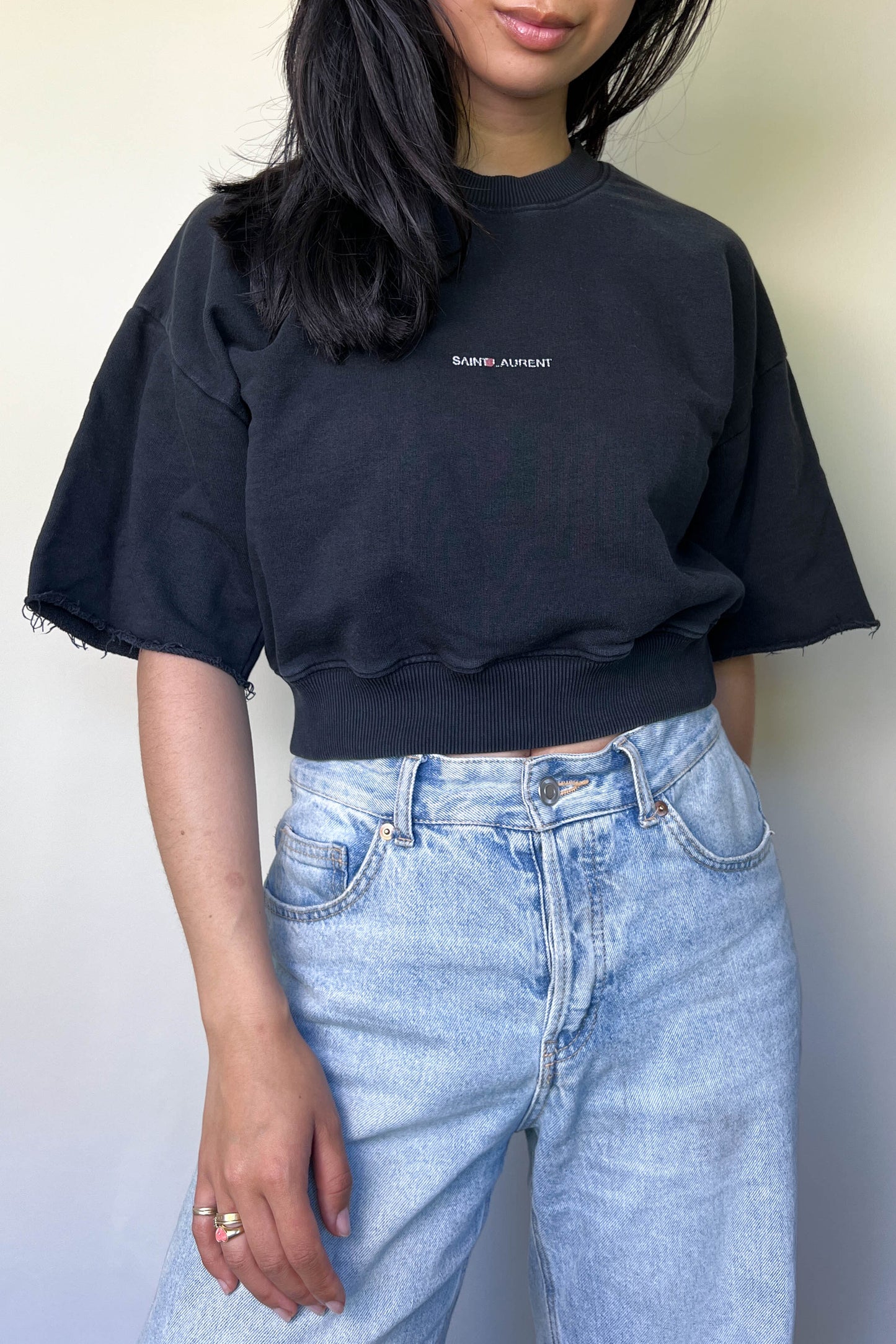 Saint Laurent Cropped Logo Sweater