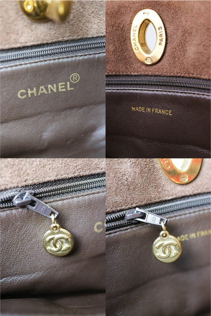 CHANEL Vintage CC Suede Handbag Brown