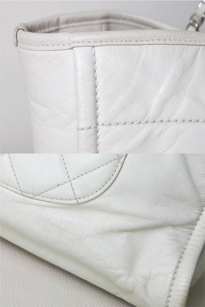 CHANEL Deauville Leather Tote Bag White