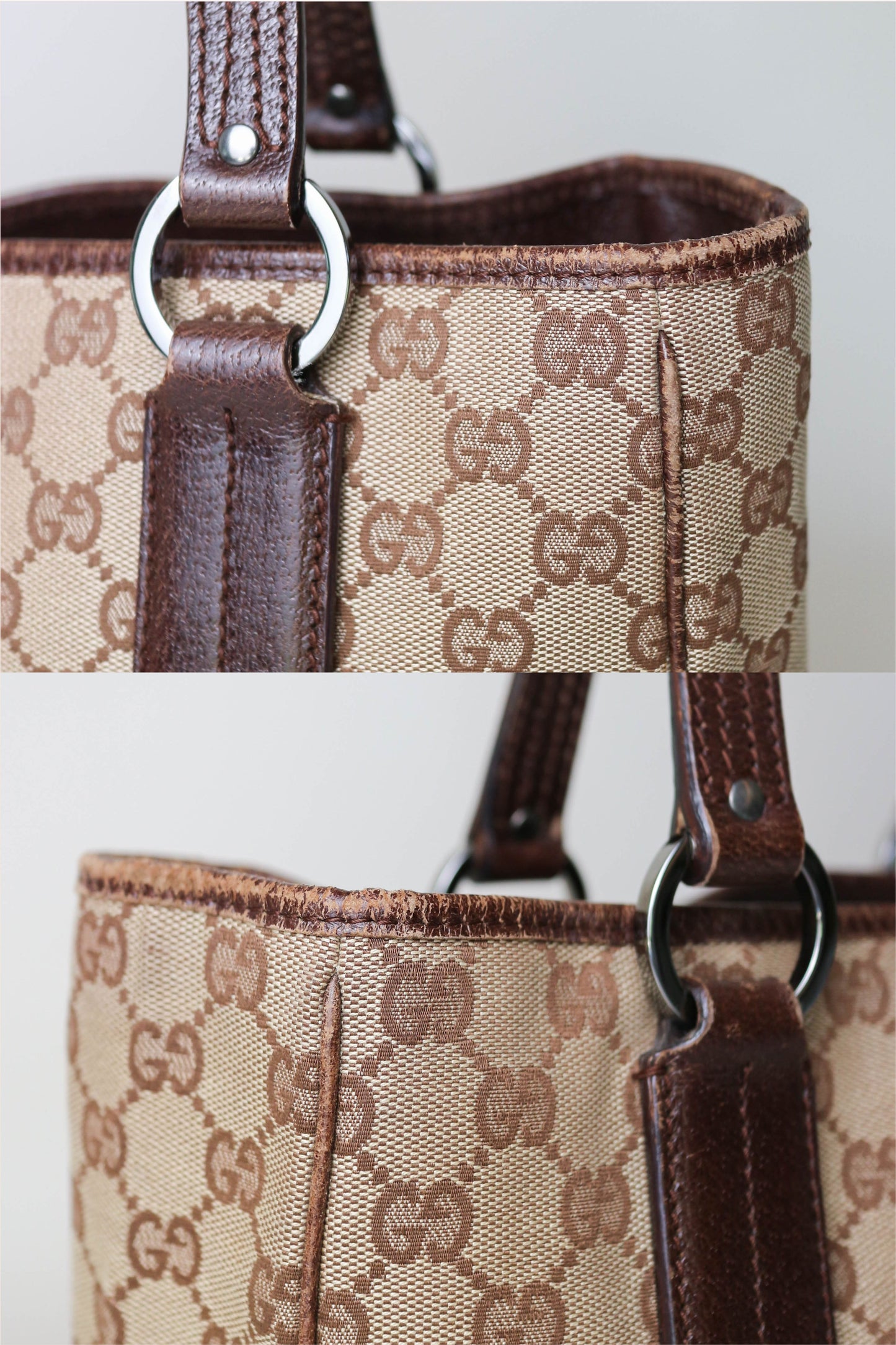 Gucci Vintage Canvas Tote Bag Brown