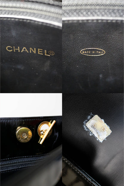 CHANEL Vintage CC Patent Leather Shoulder Bag