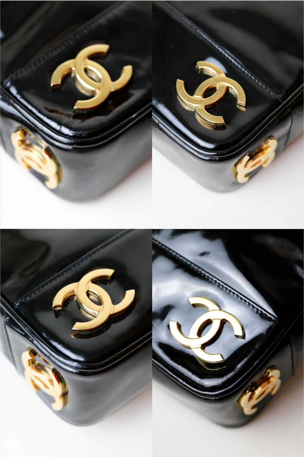 CHANEL Vintage CC Patent Leather Shoulder Bag