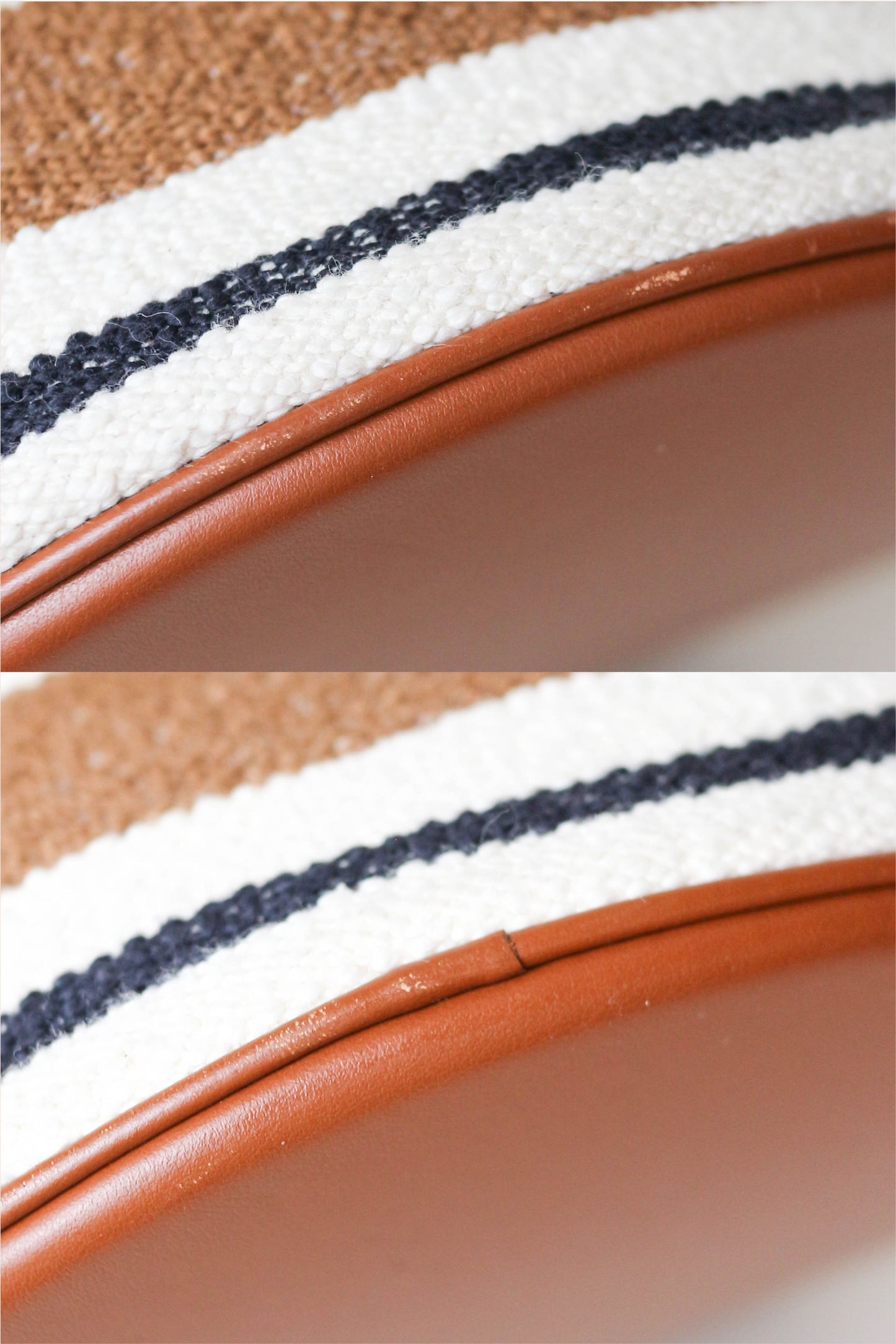 CELINE Canvas Striped Bucket Bag Brown