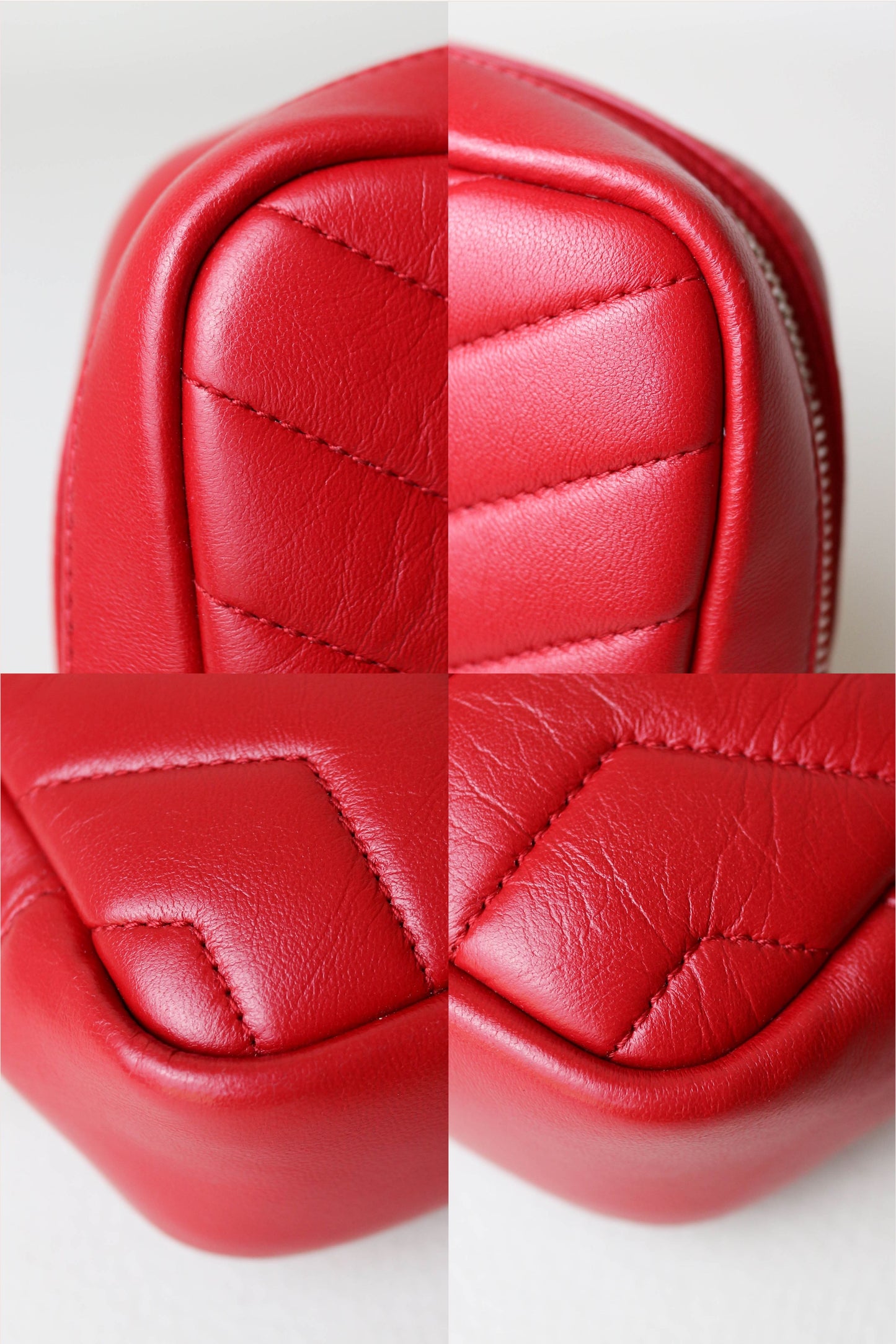 Saint Laurent Logo Leather Toiletry Pouch Red
