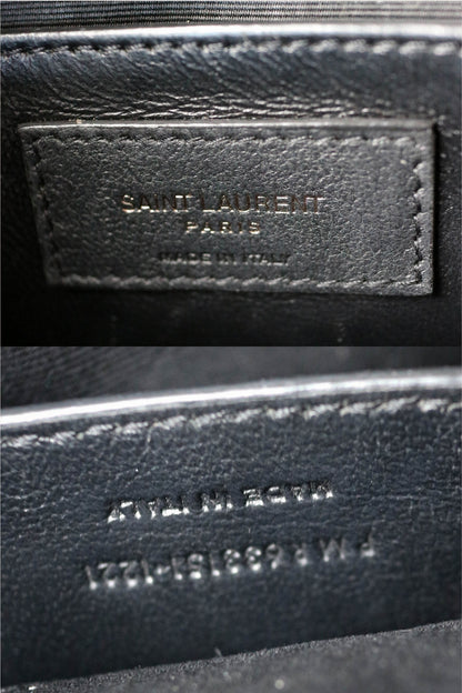 Saint Laurent Niki Croco Shoulder Bag Small Black