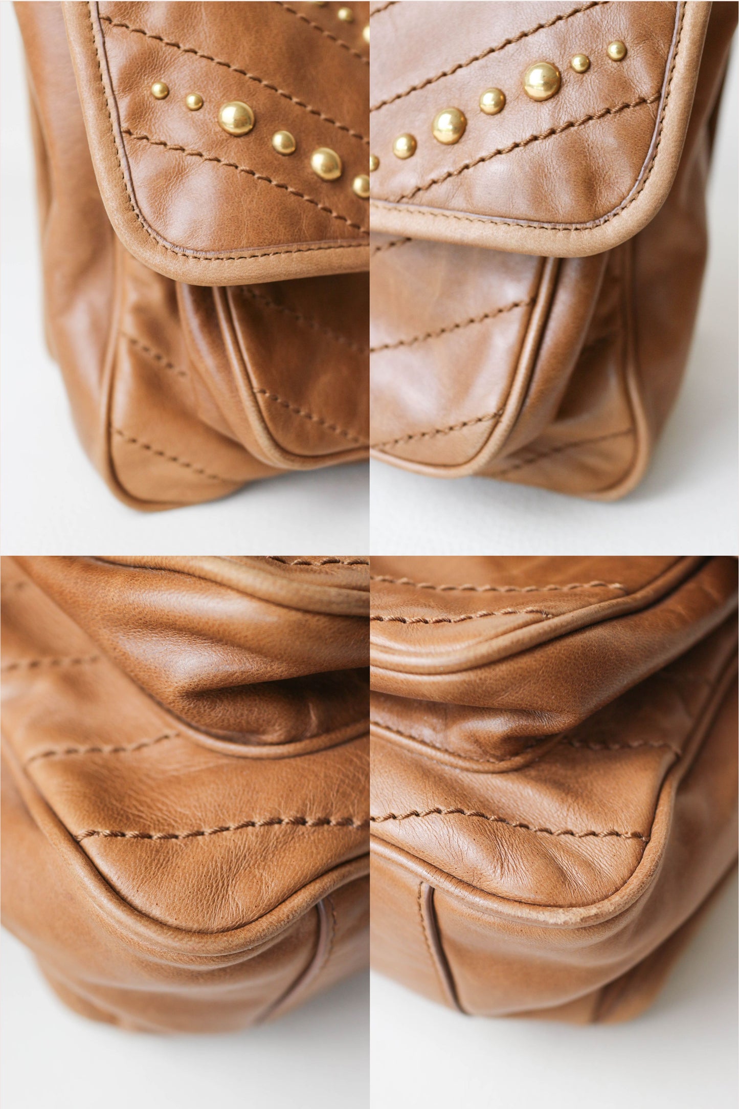 Saint Laurent Niki Studded Shoulder Bag Brown