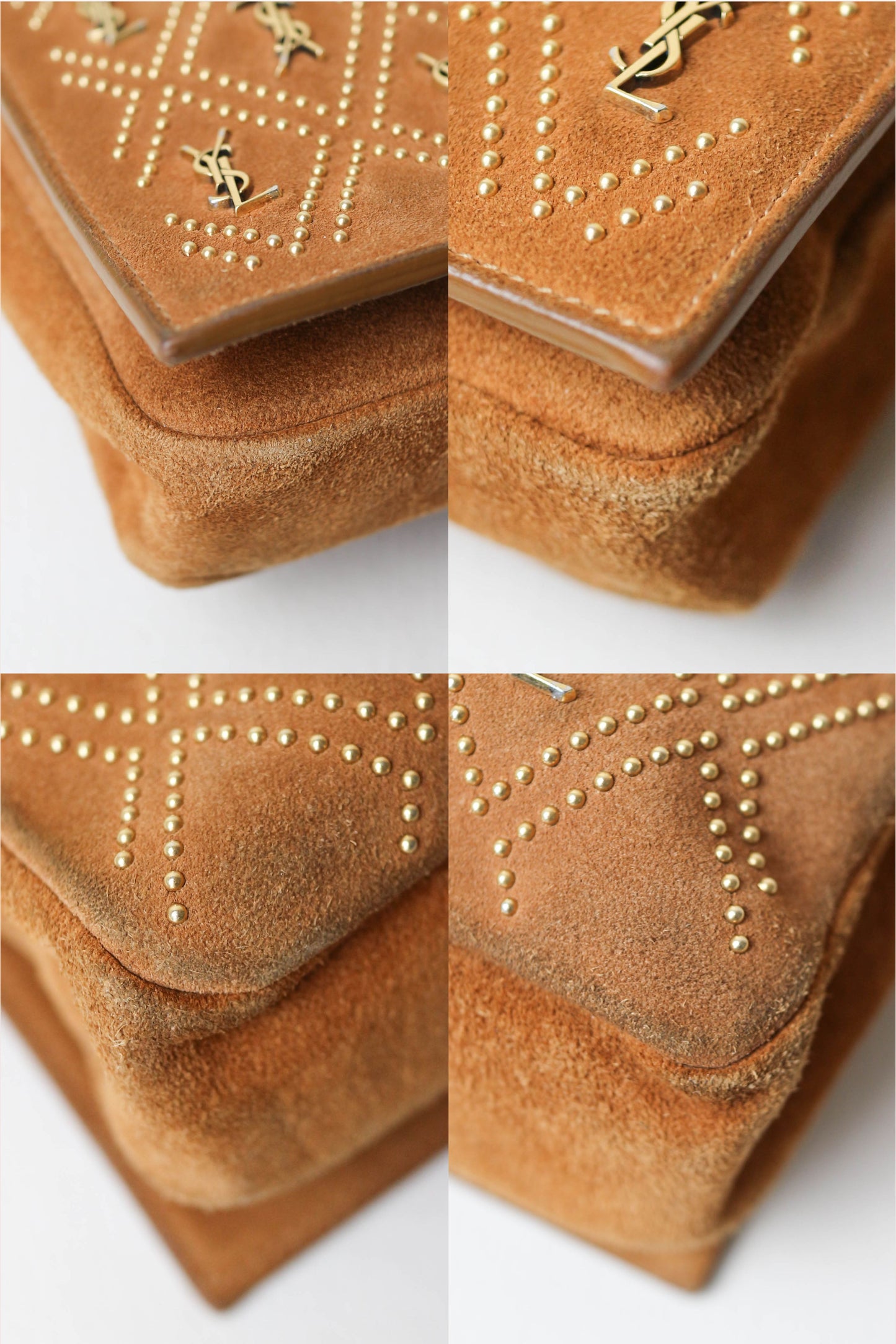 Saint Laurent Kate Logo Studs Bag Suede