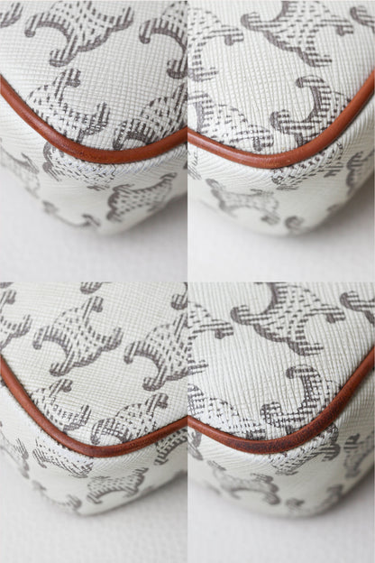 CELINE Triomphe Canvas Logo Bag White
