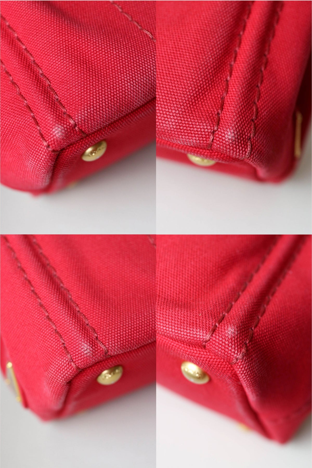 Prada Vintage Canapa Logo Tote Bag Small Red