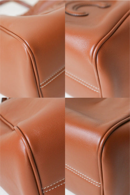 CELINE Triomphe Drawstring Tote Bag Brown