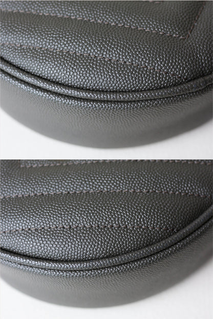 Saint Laurent Vinyle Logo Round Bag Khaki