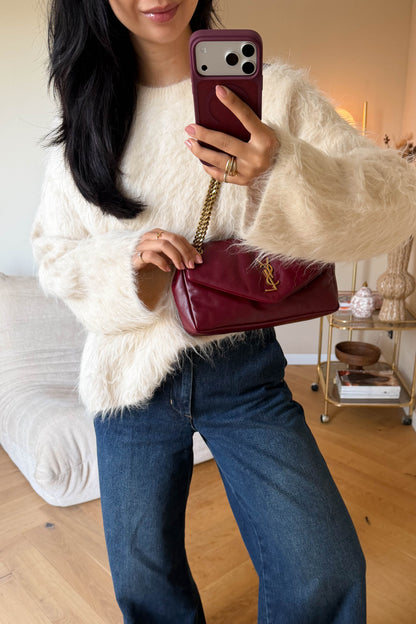 Saint Laurent Calypso Shoulder Bag Burgundy