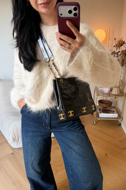 CHANEL Vintage CC Patent Leather Shoulder Bag
