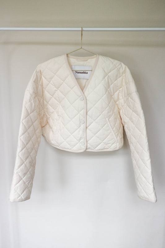 Nanushka Julia Quilted Cropped Jacket Cream