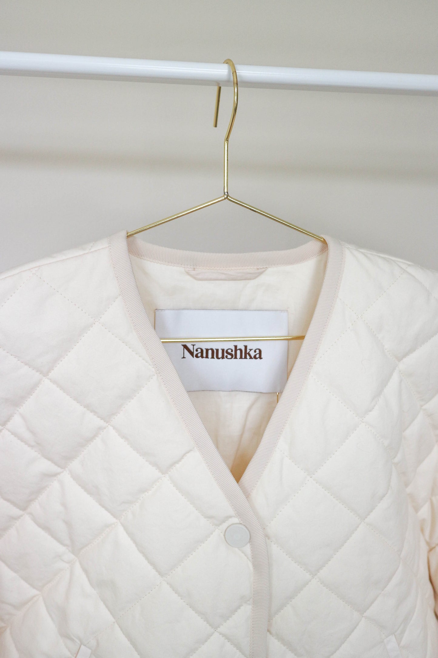 Nanushka Julia Quilted Cropped Jacket Cream