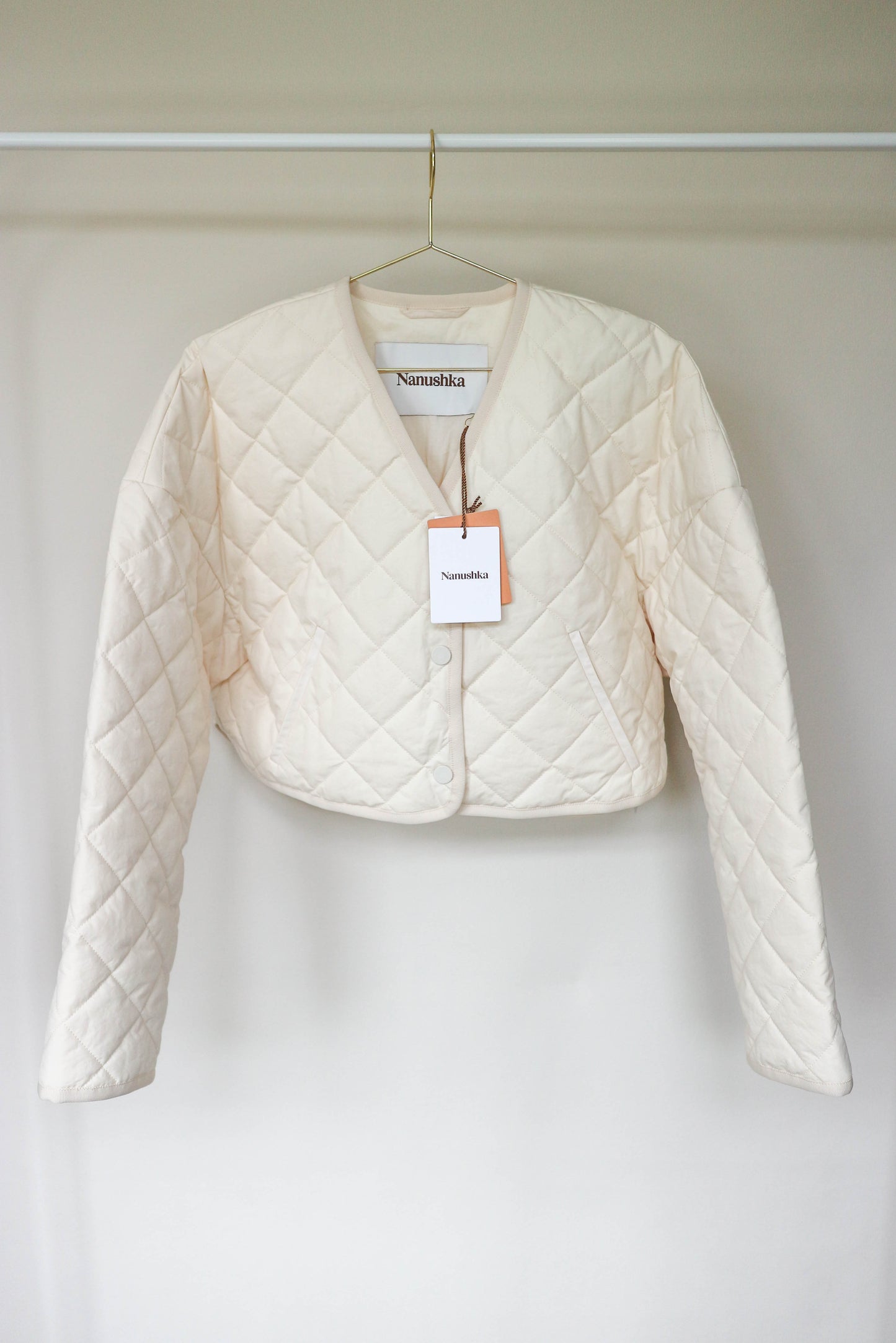 Nanushka Julia Quilted Cropped Jacket Cream