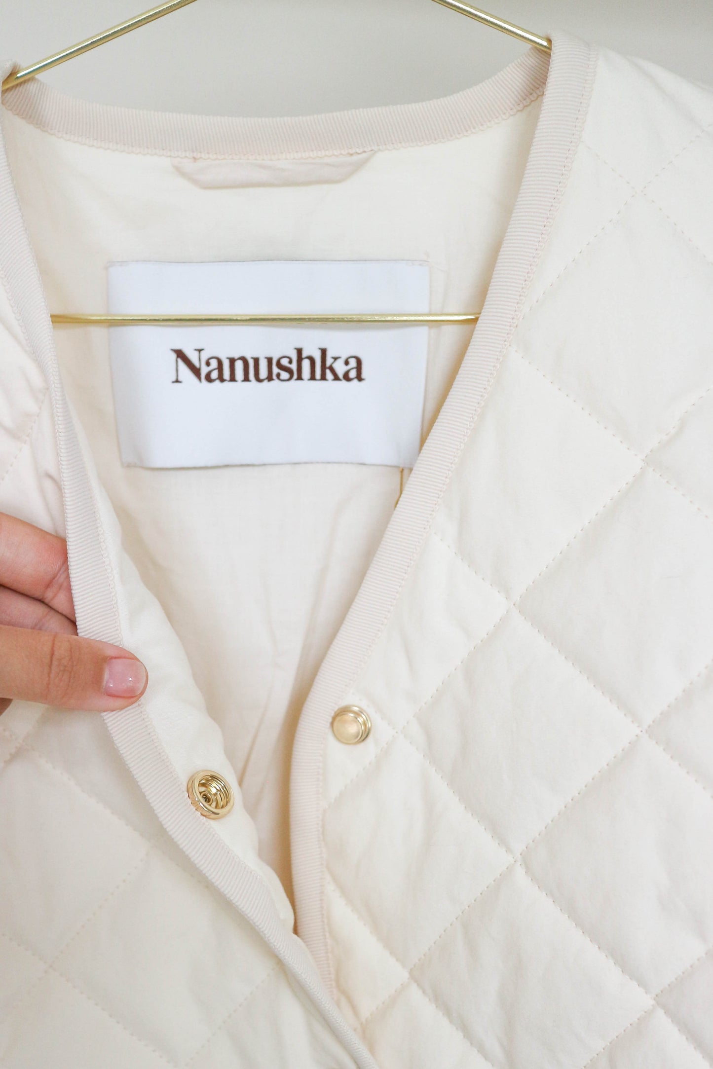 Nanushka Julia Quilted Cropped Jacket Cream