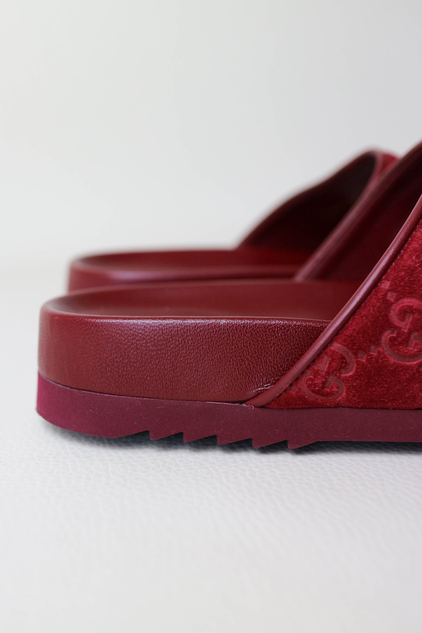 Gucci Horsebit Suede Mules Burgundy