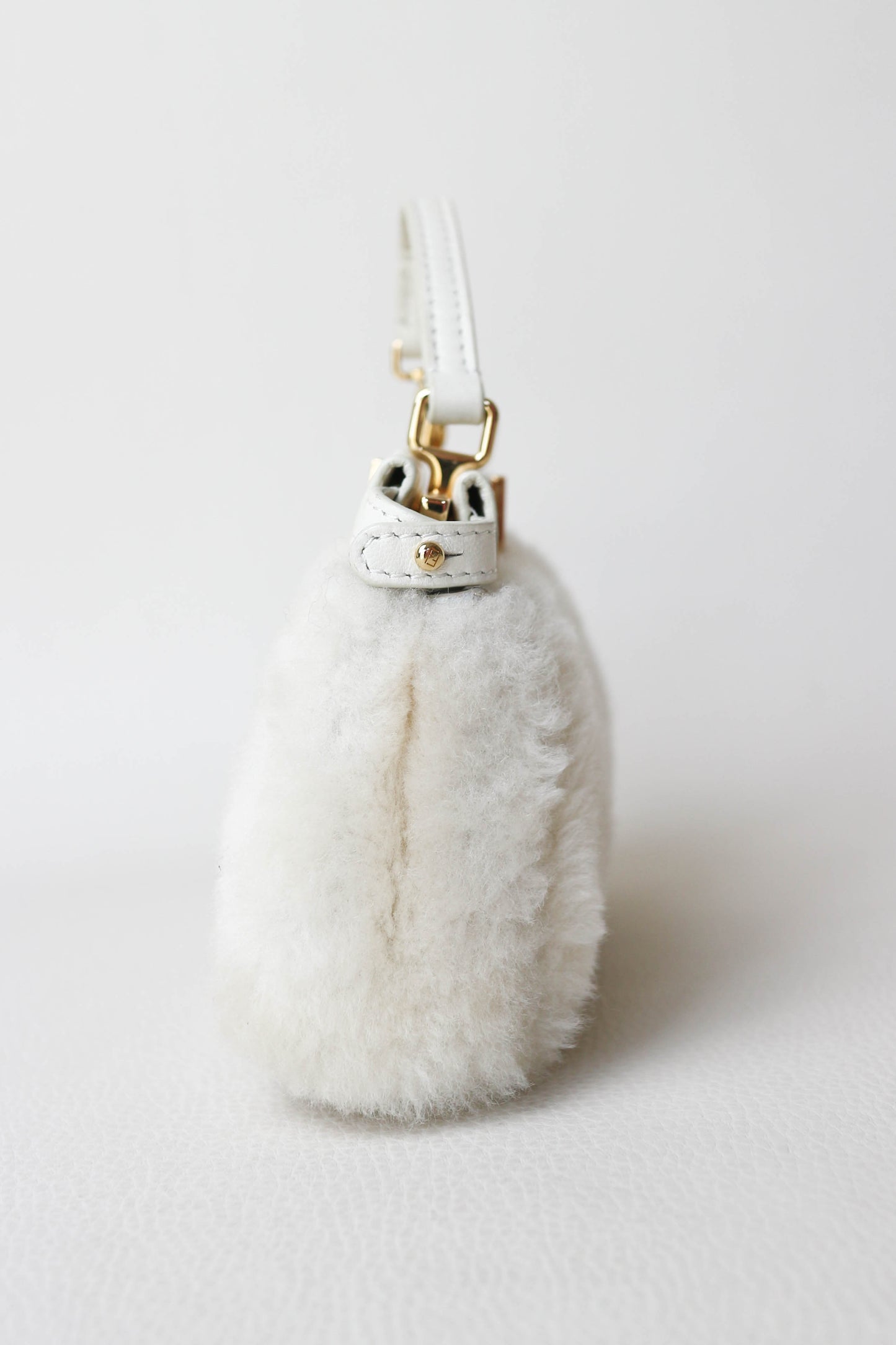 Fendi Micro Peekaboo Shearling Bag White