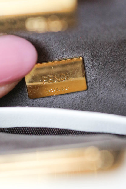 Fendi Micro Peekaboo Shearling Bag White