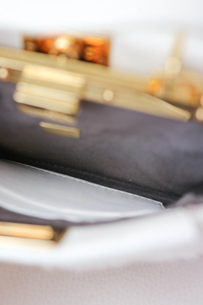 Fendi Micro Peekaboo Shearling Bag White