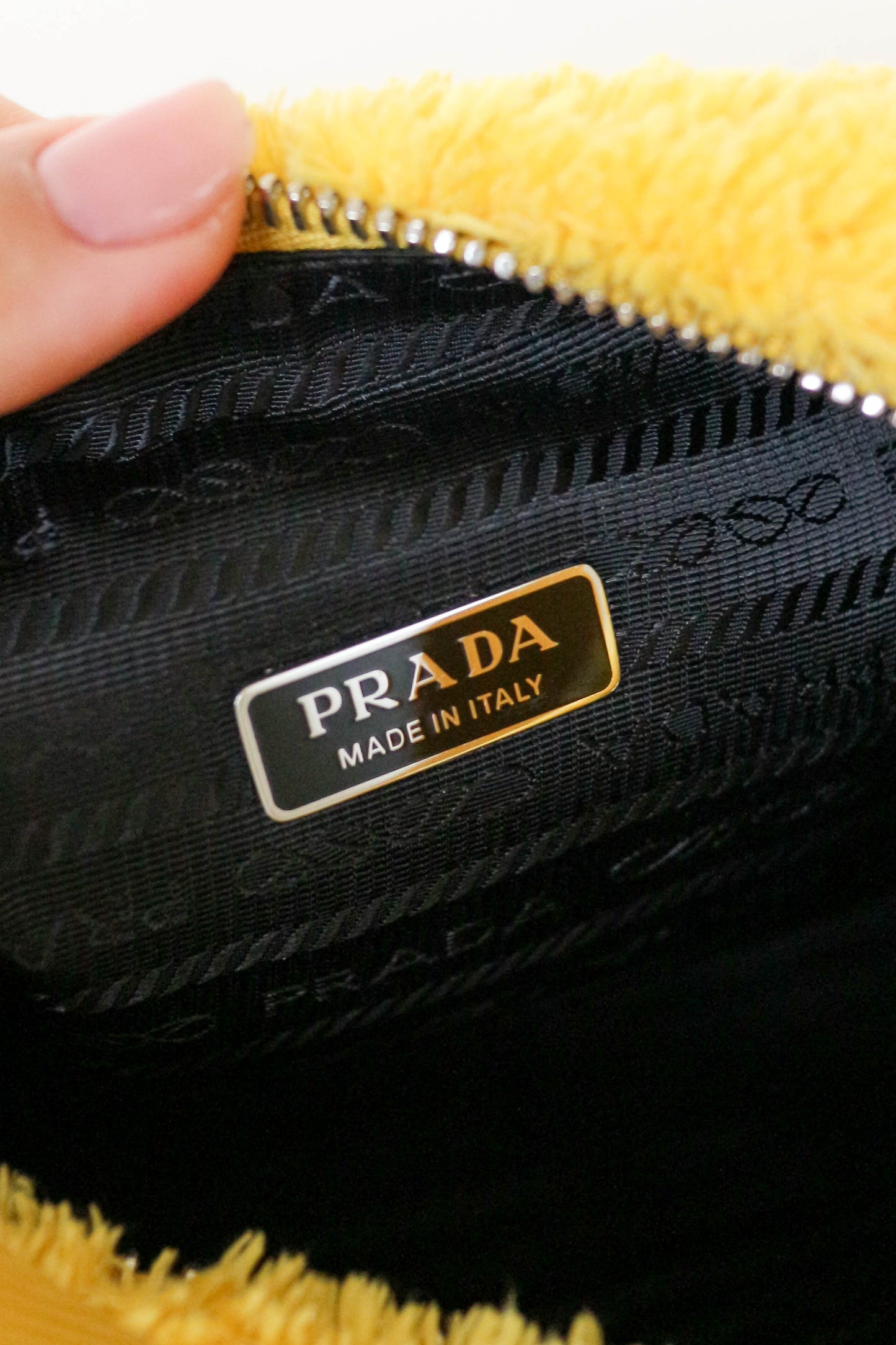 Prada Terry Cloth Top Handle Bag Yellow