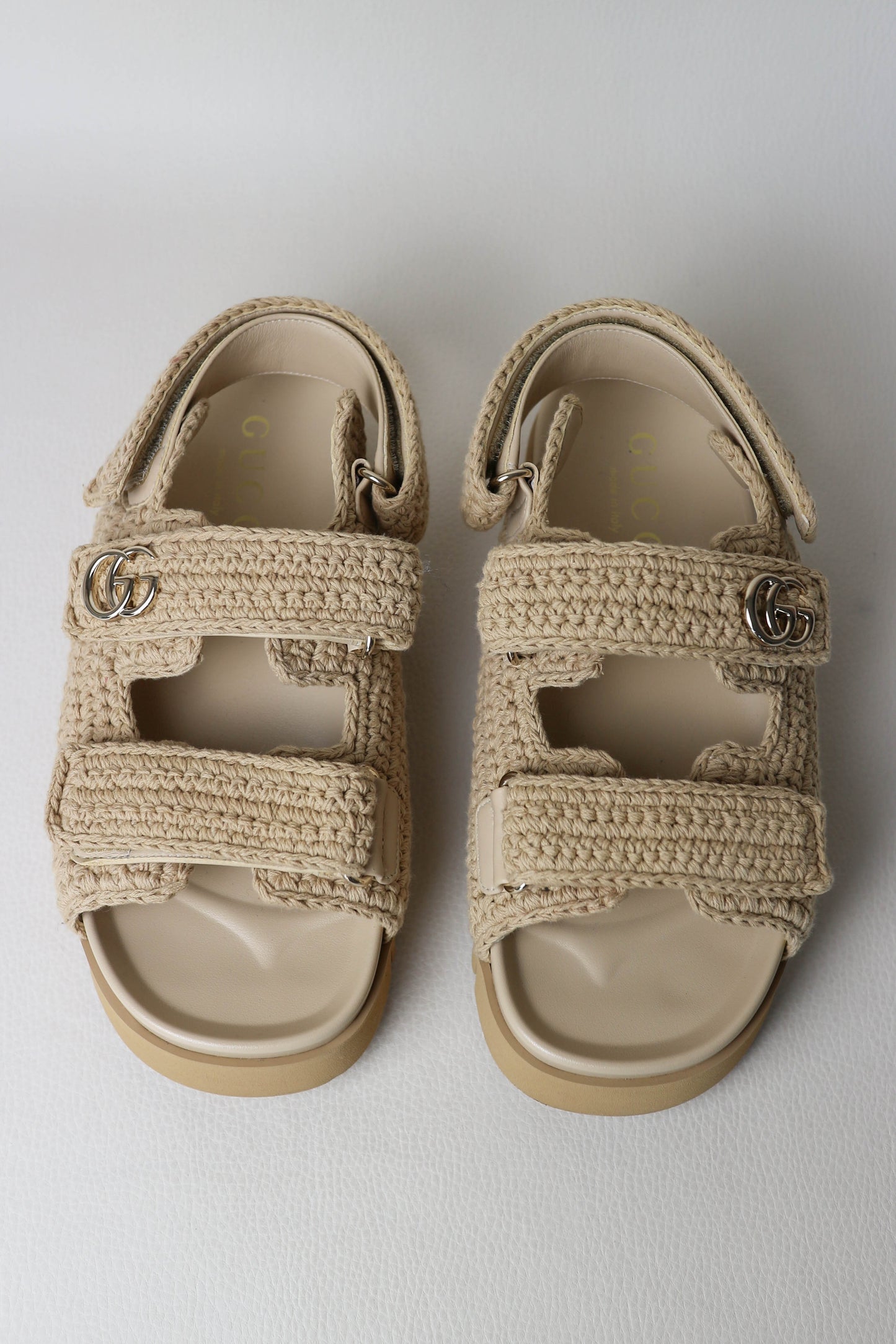 Gucci Crochet GG Sandals Beige