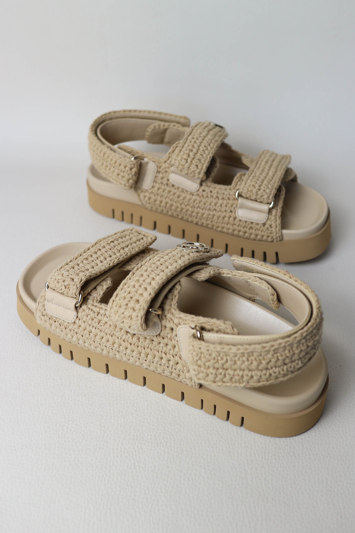 Gucci Crochet GG Sandals Beige
