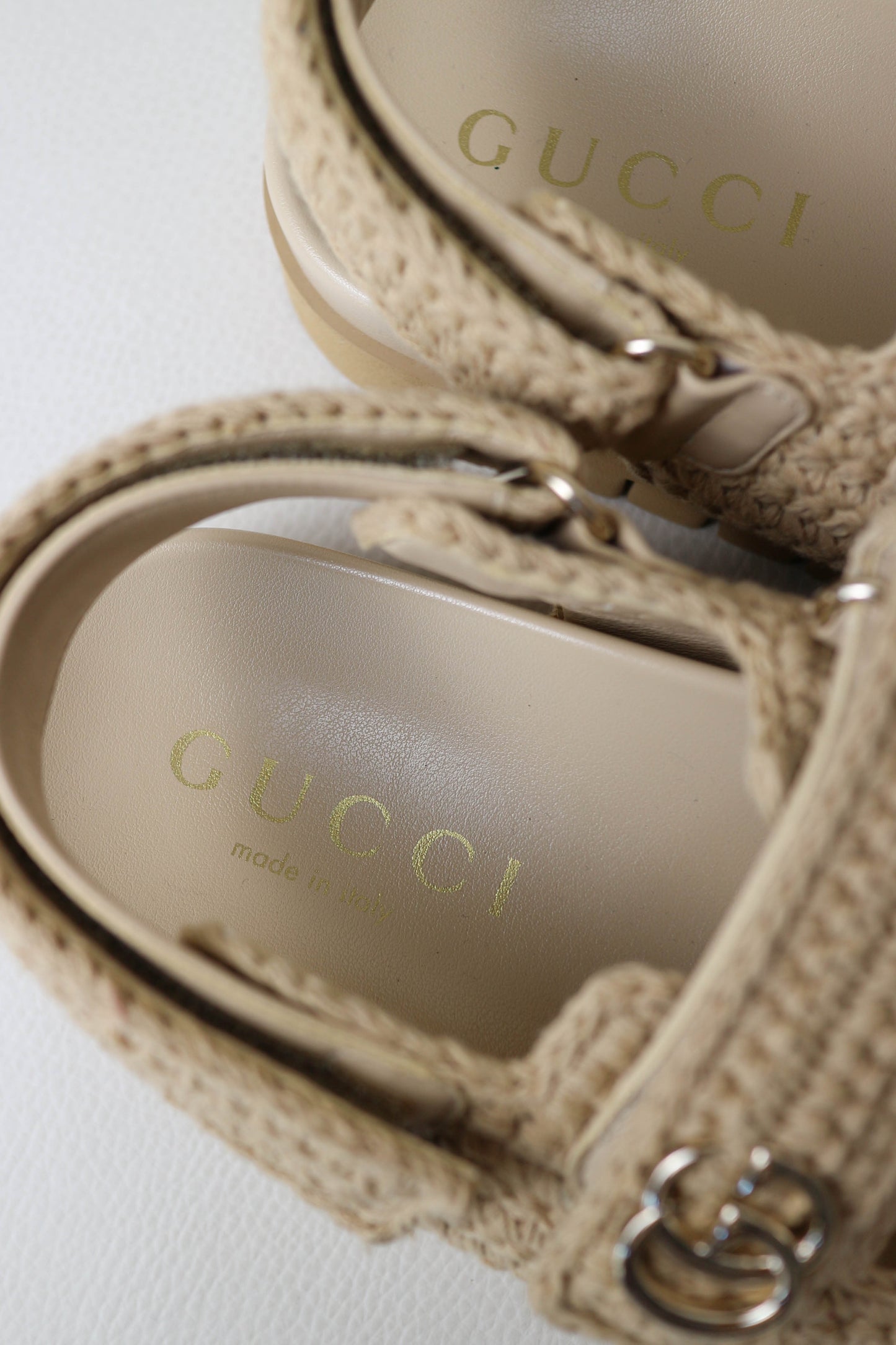 Gucci Crochet GG Sandals Beige