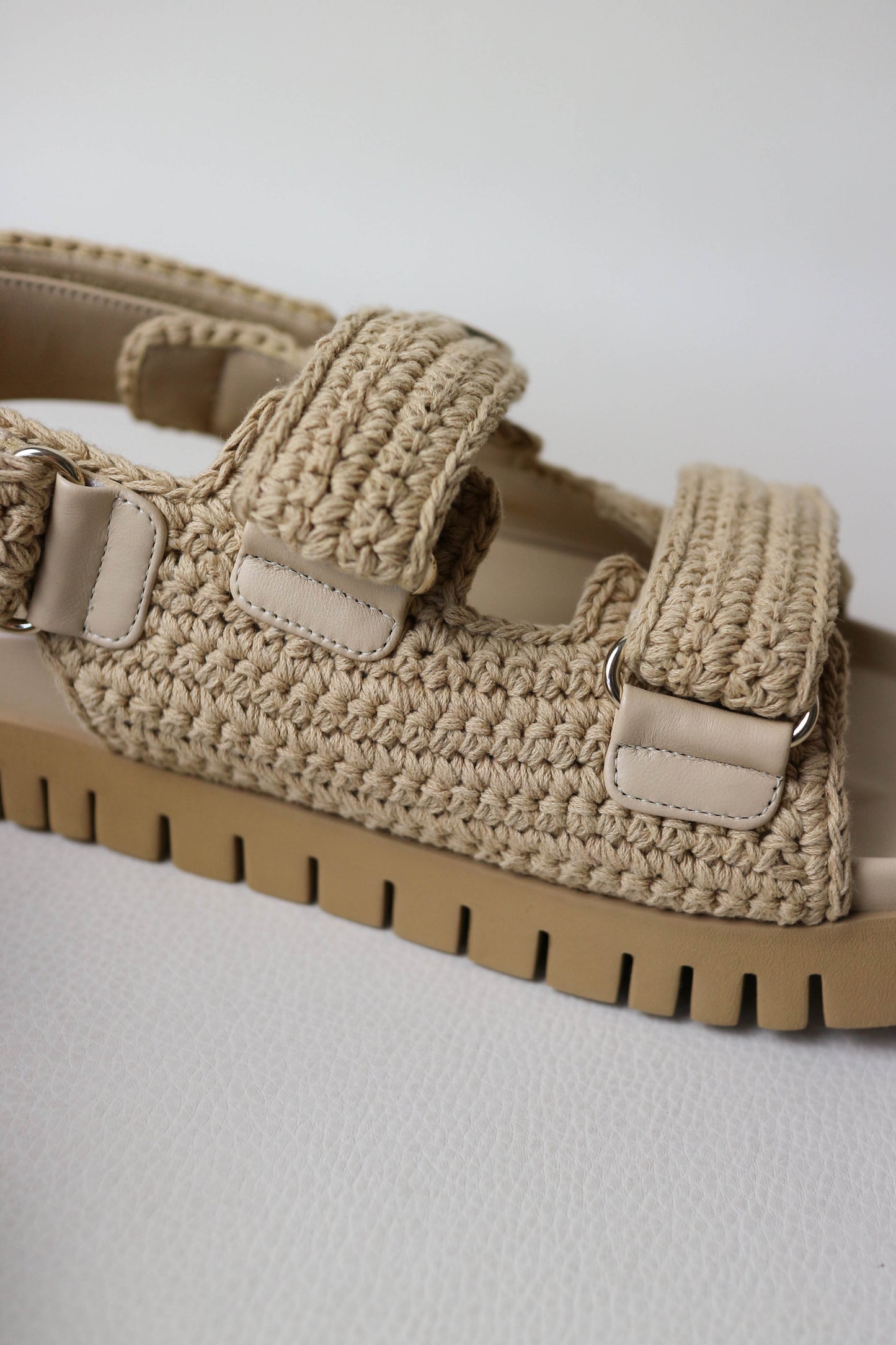 Gucci Crochet GG Sandals Beige