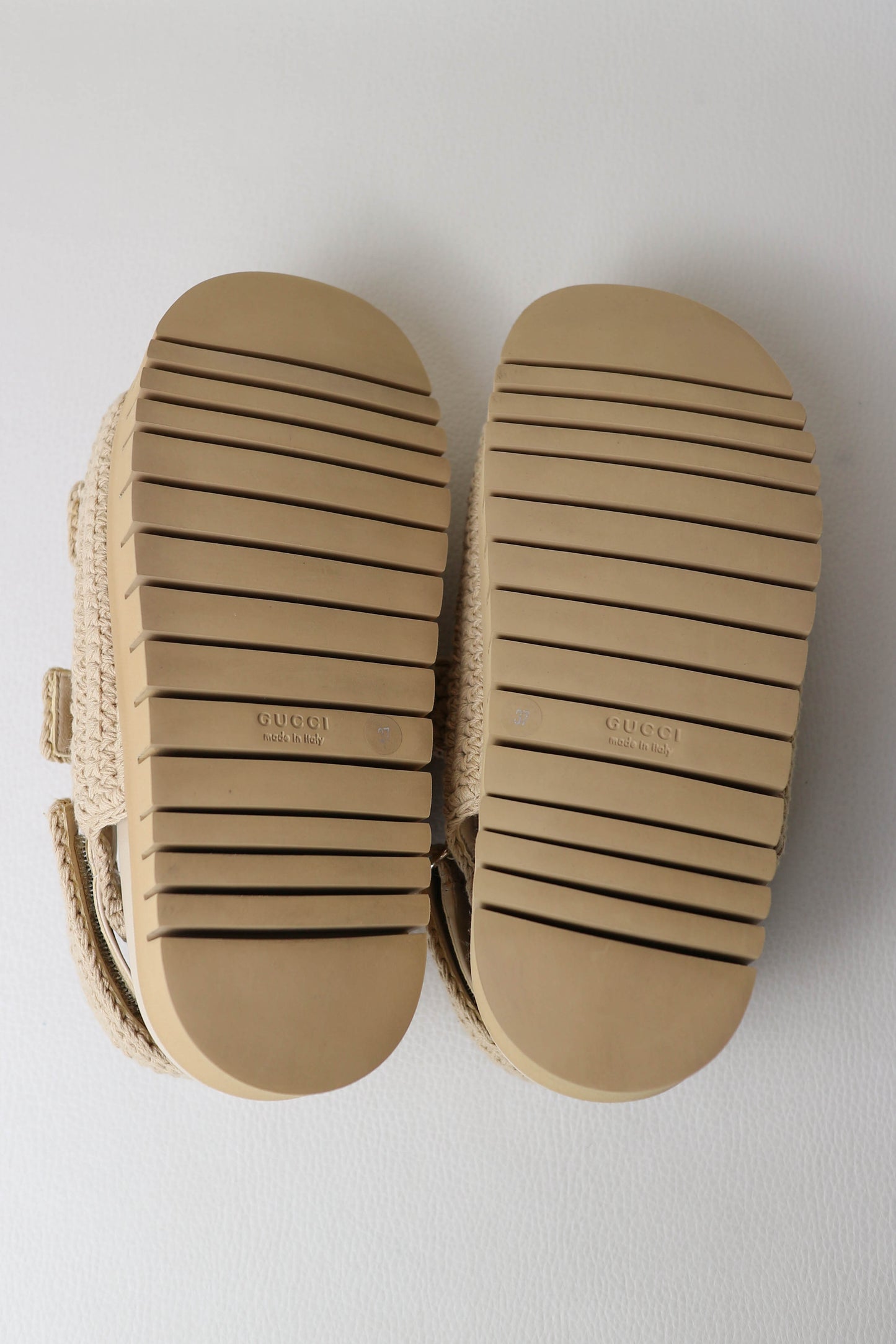 Gucci Crochet GG Sandals Beige