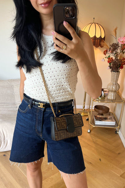 Fendi FF Zucca Mini Crossbody Bag Brown