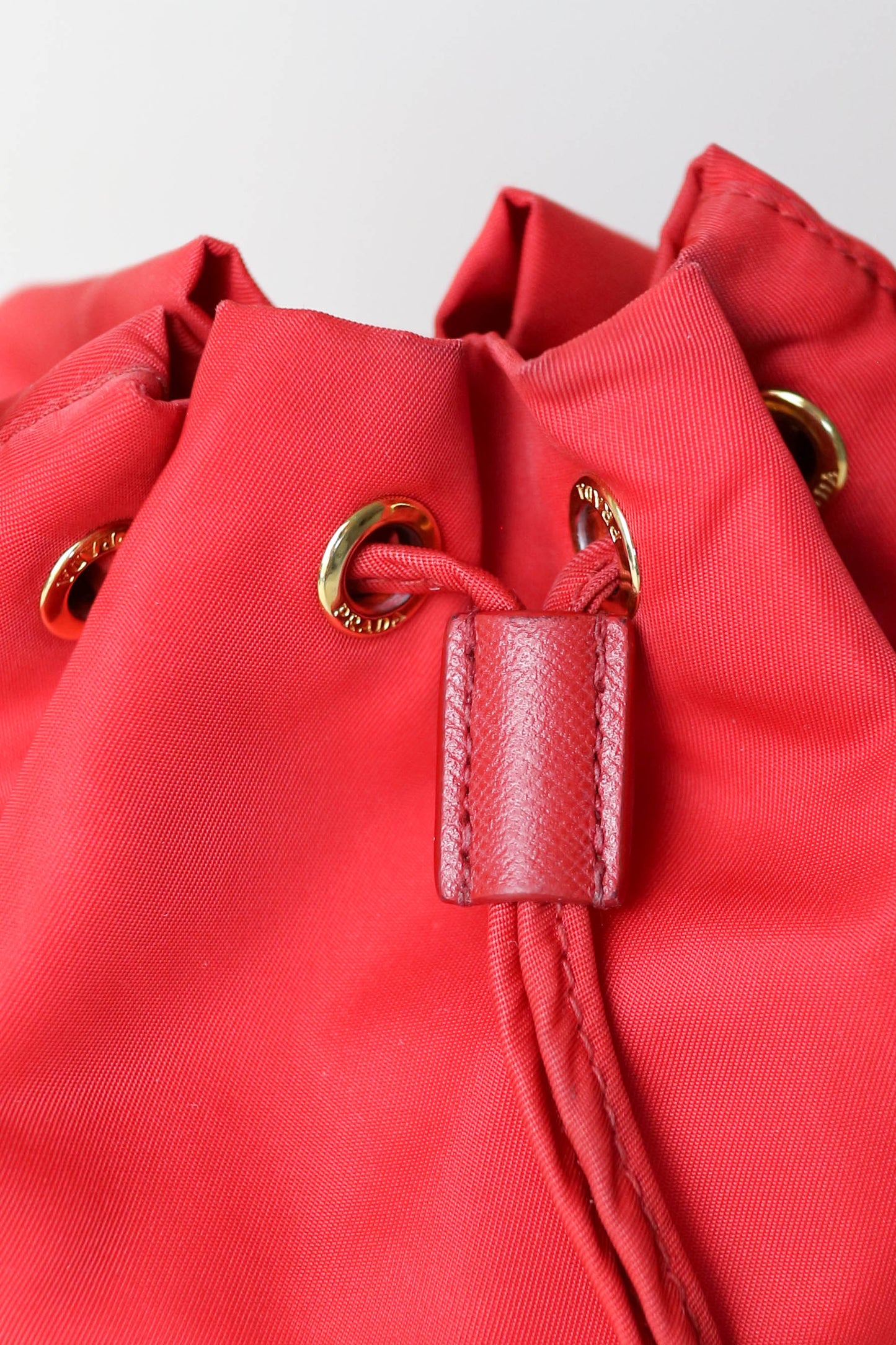 Prada Vintage Nylon Bucket Bag Red