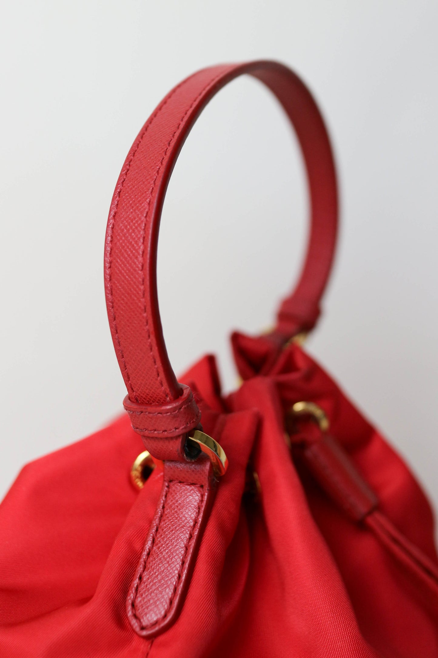 Prada Vintage Nylon Bucket Bag Red