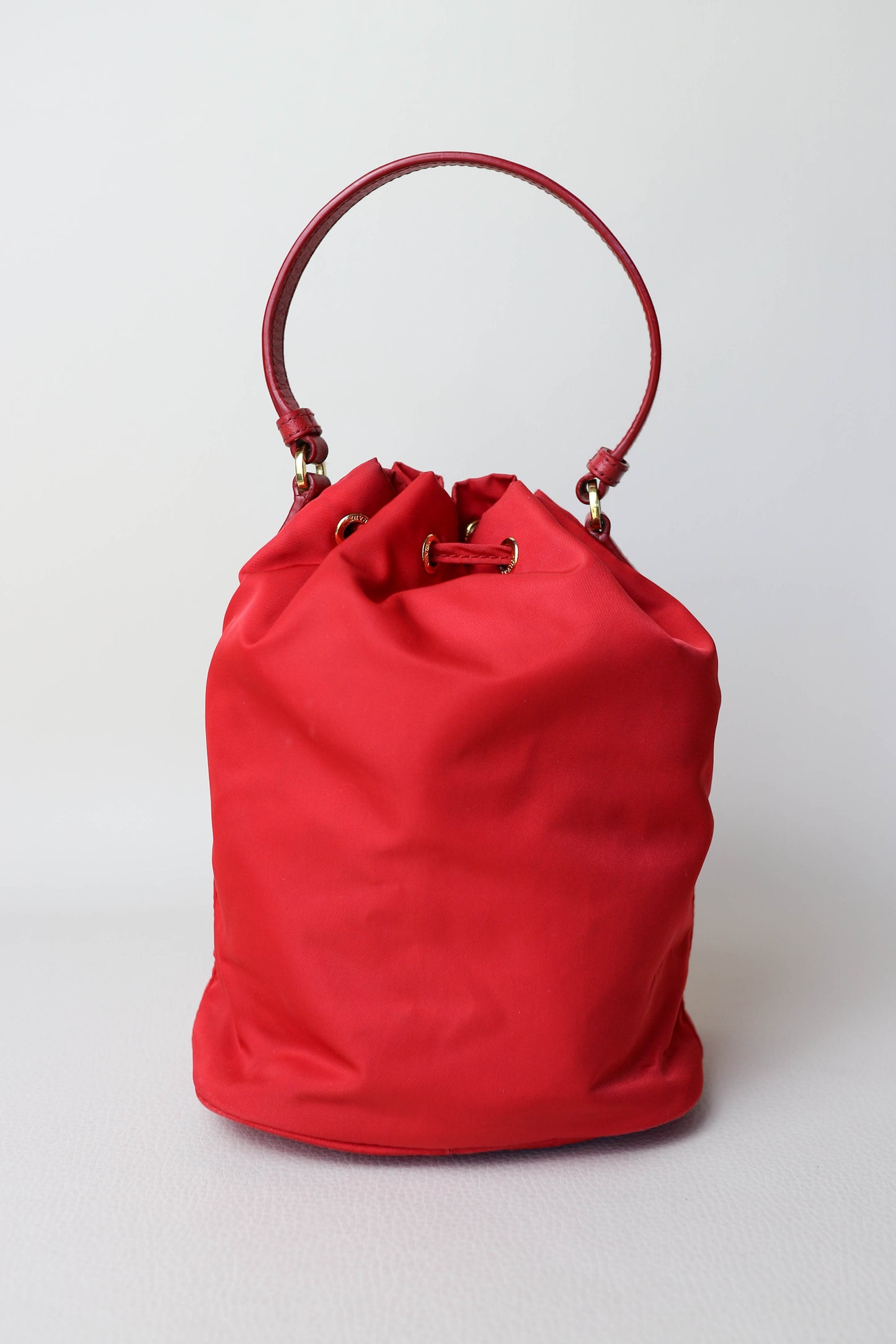Prada Vintage Nylon Bucket Bag Red