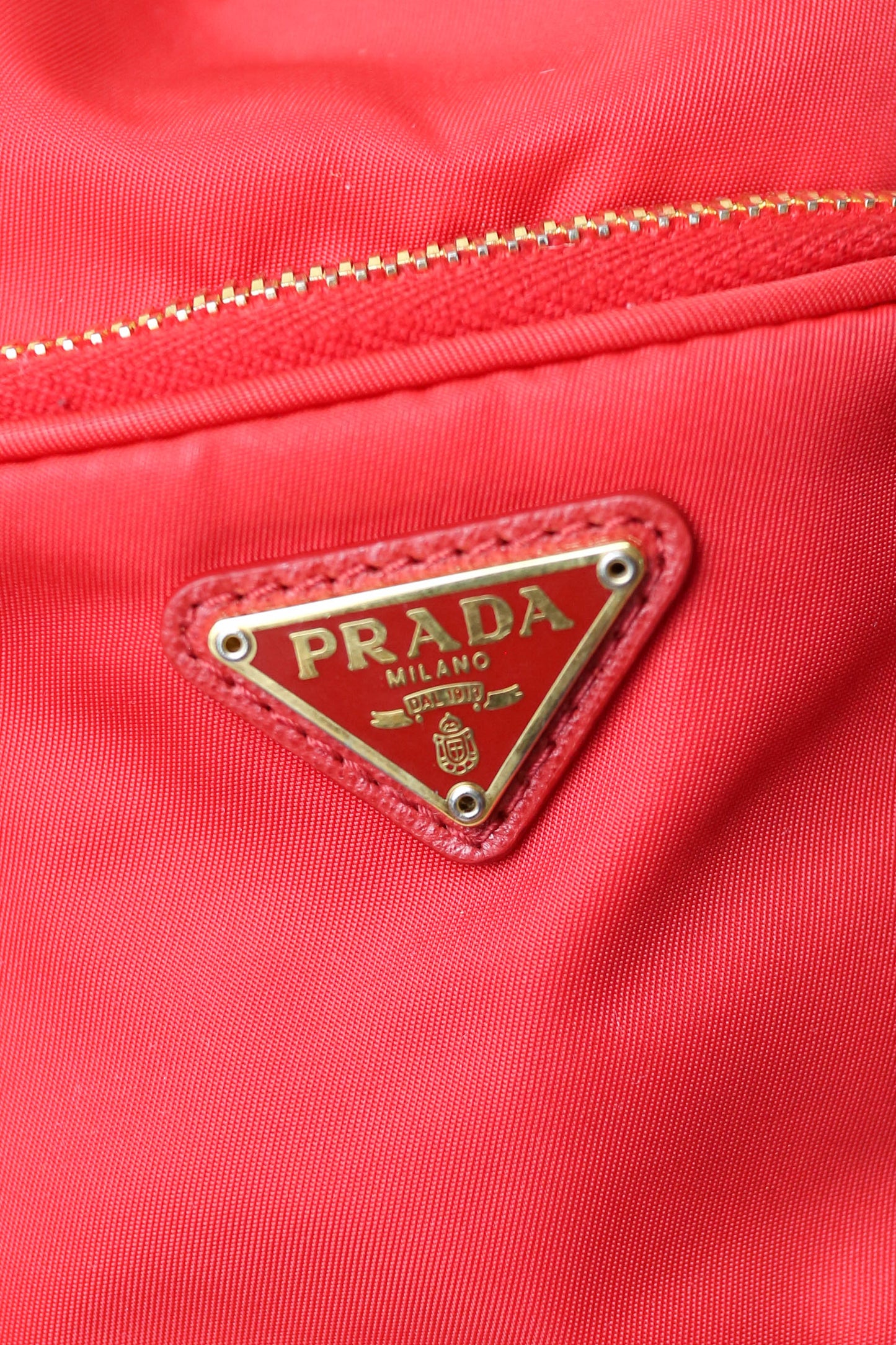 Prada Vintage Nylon Bucket Bag Red