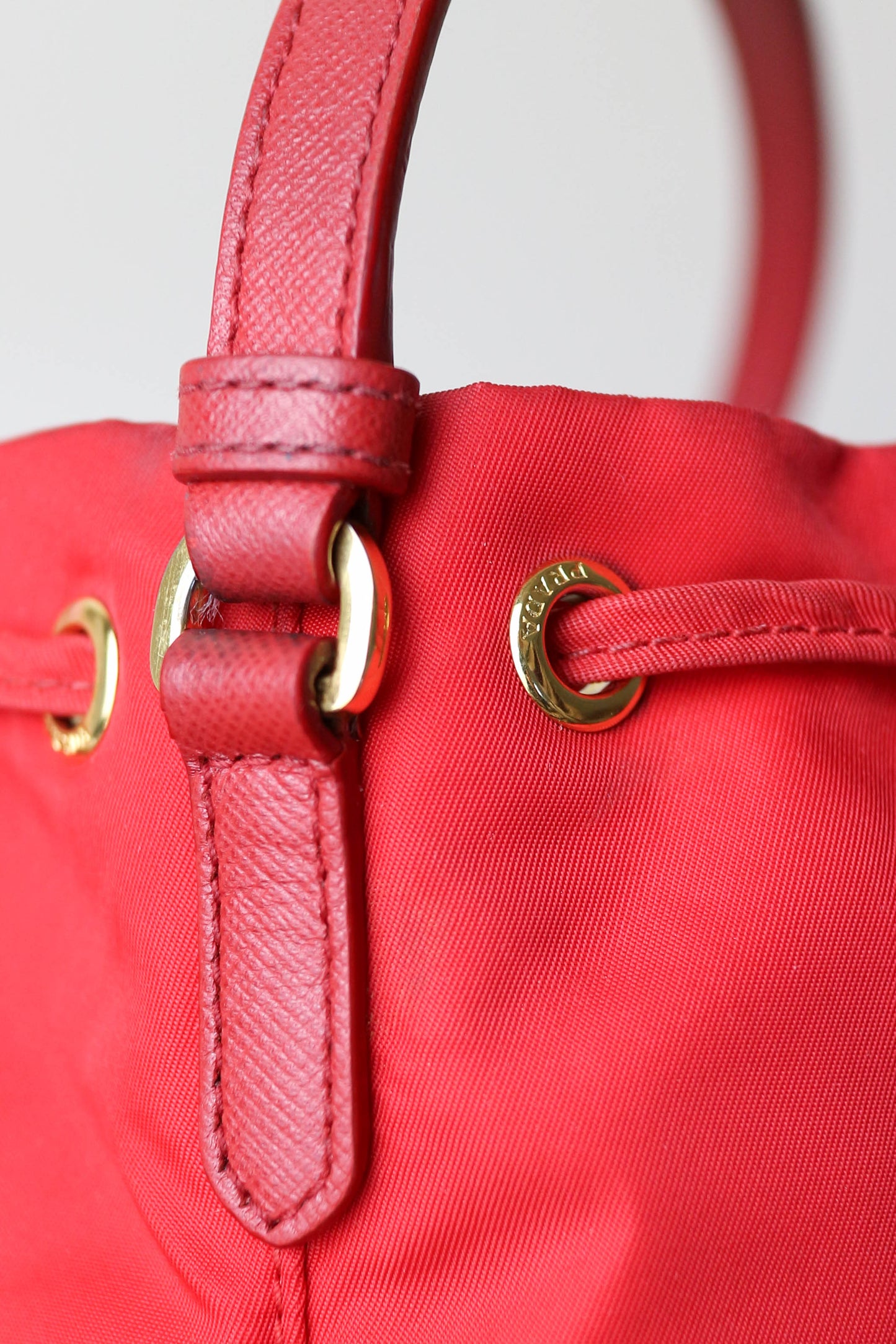 Prada Vintage Nylon Bucket Bag Red