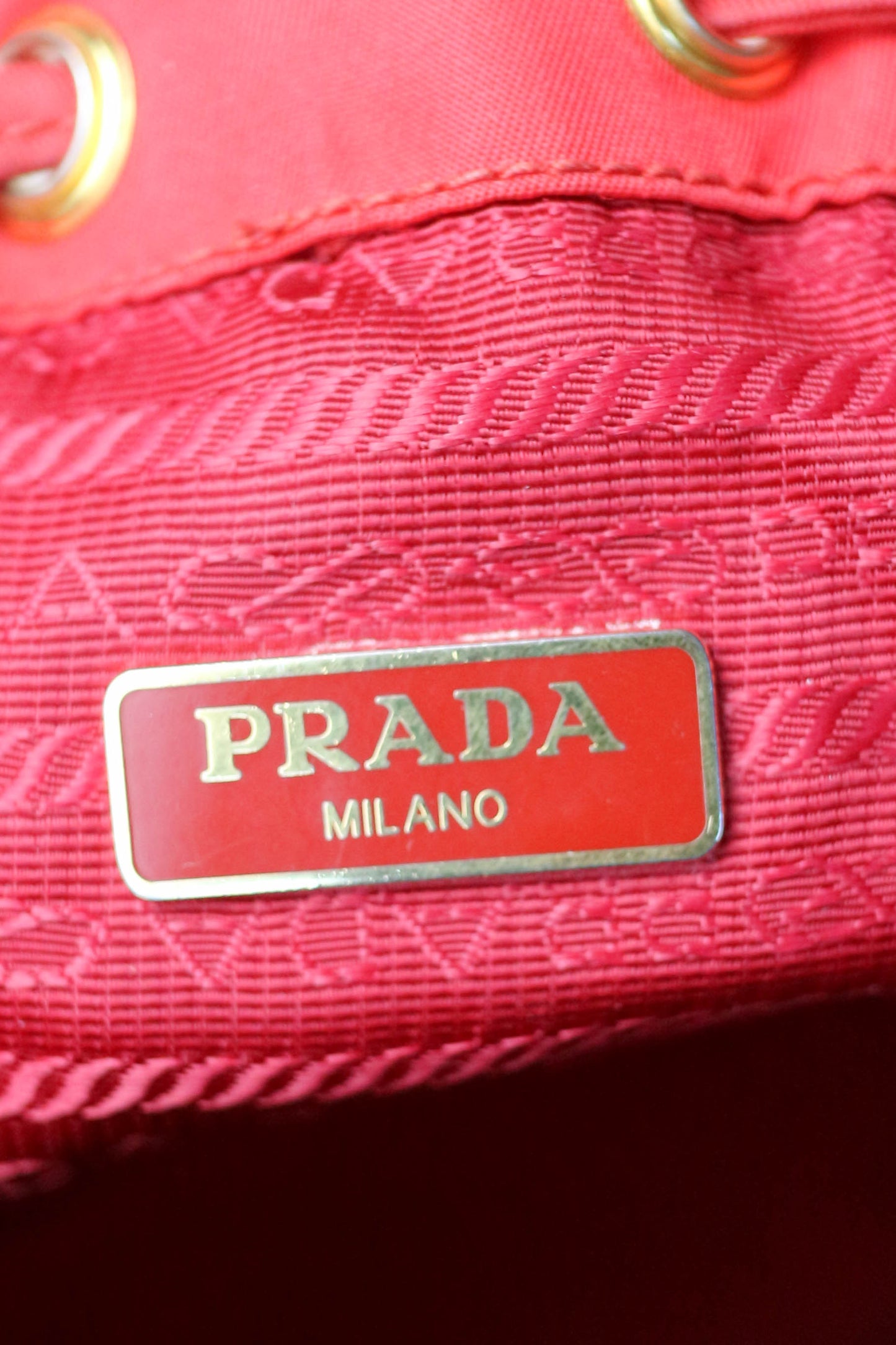 Prada Vintage Nylon Bucket Bag Red