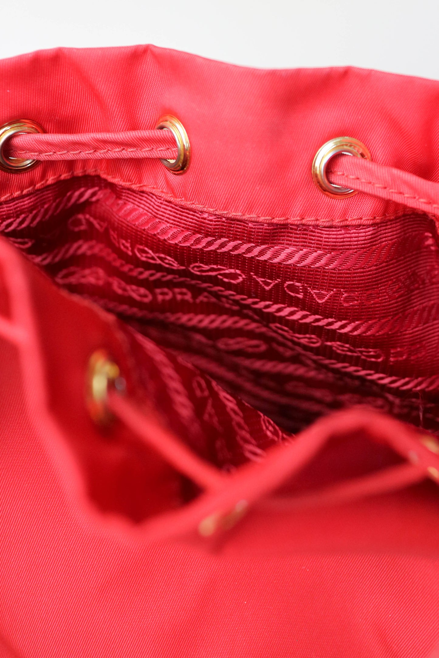 Prada Vintage Nylon Bucket Bag Red
