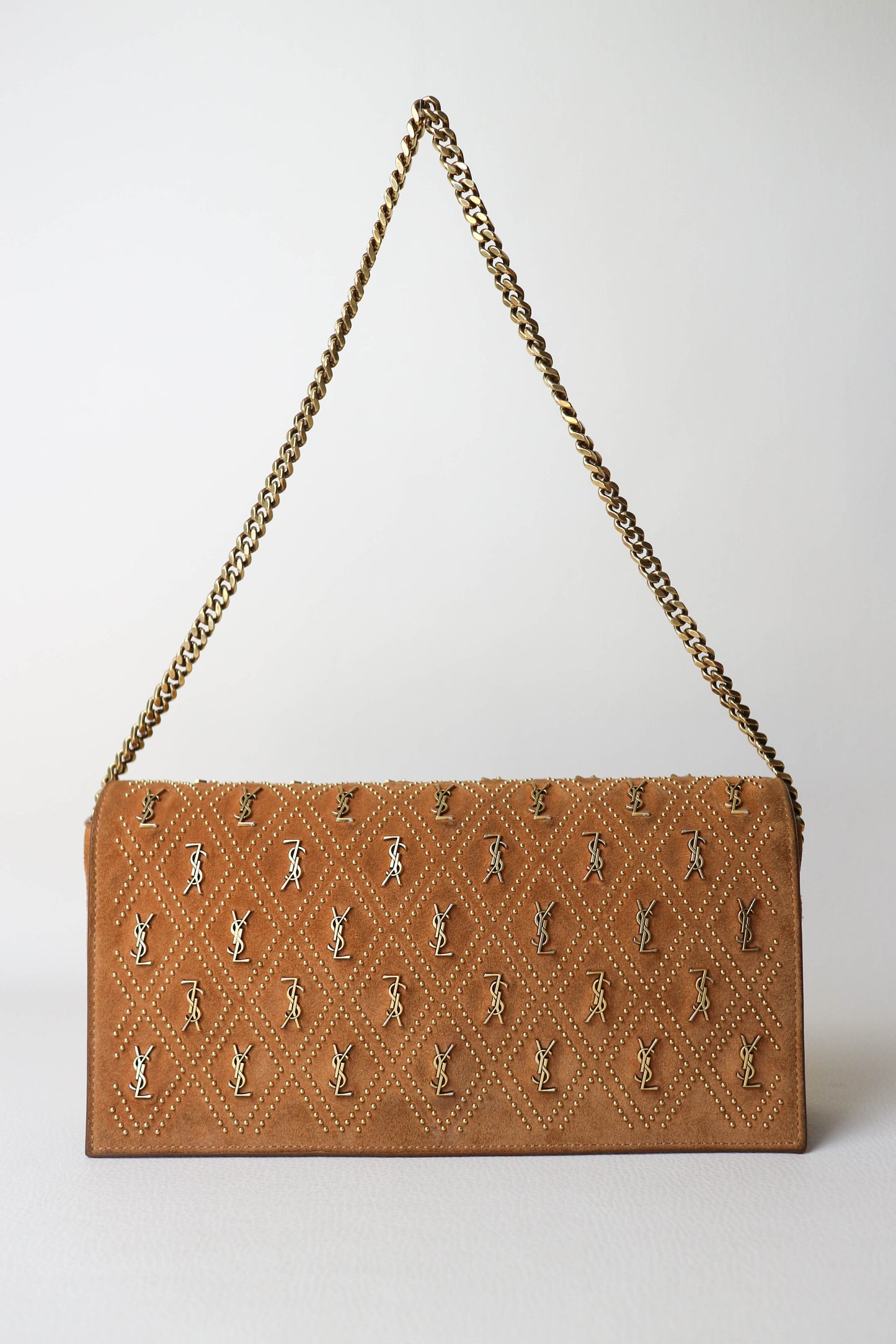 Saint Laurent Kate Logo Studs Bag Suede