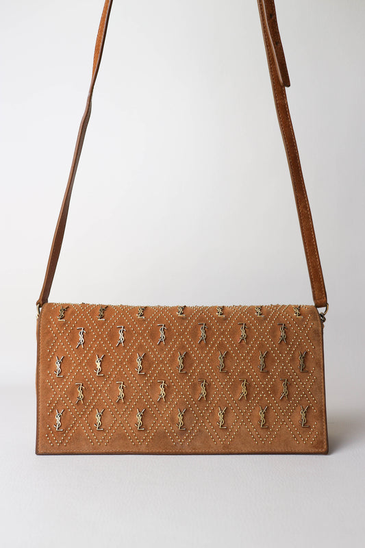 Saint Laurent Kate Logo Studs Bag Suede