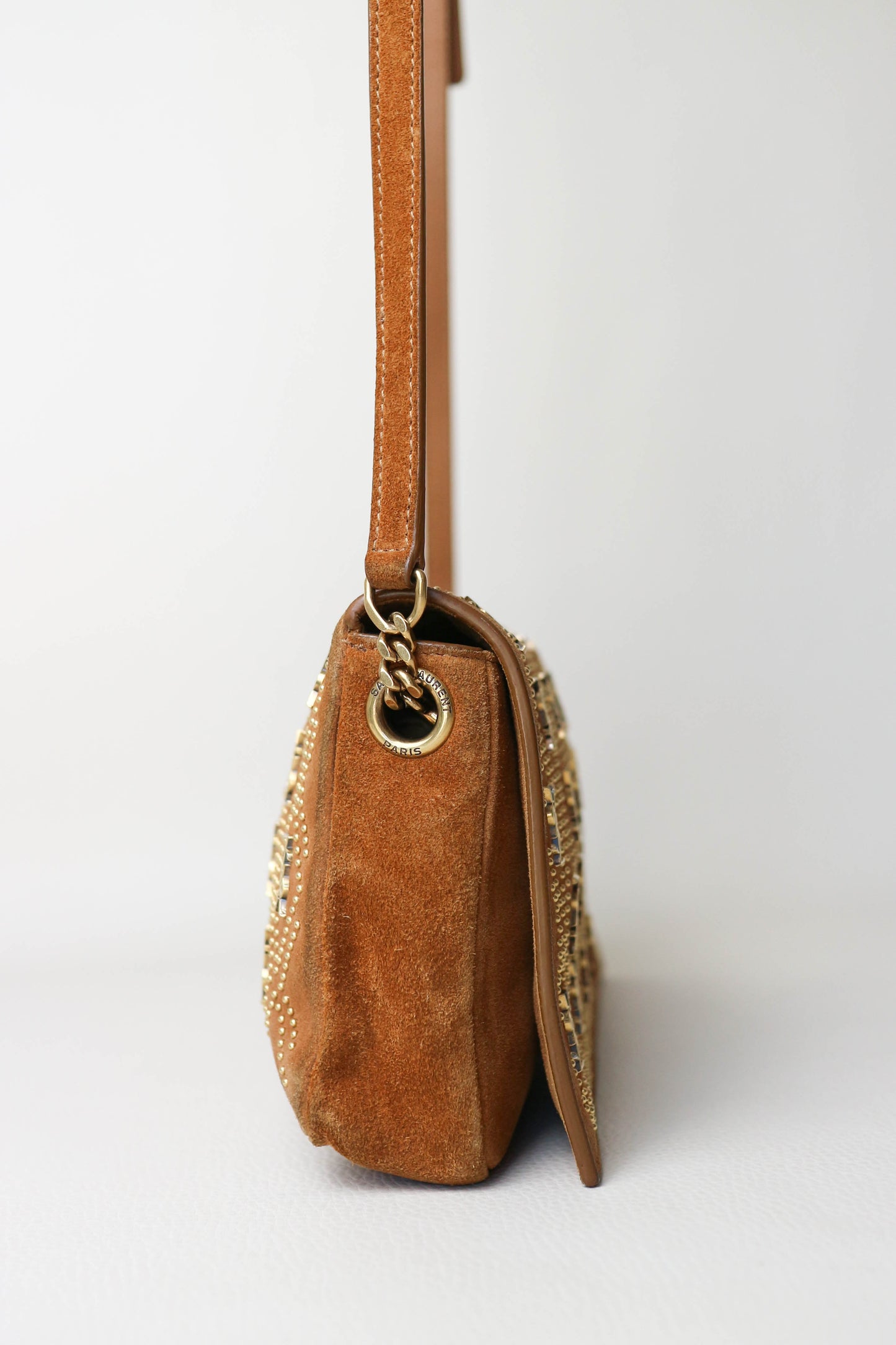 Saint Laurent Kate Logo Studs Bag Suede