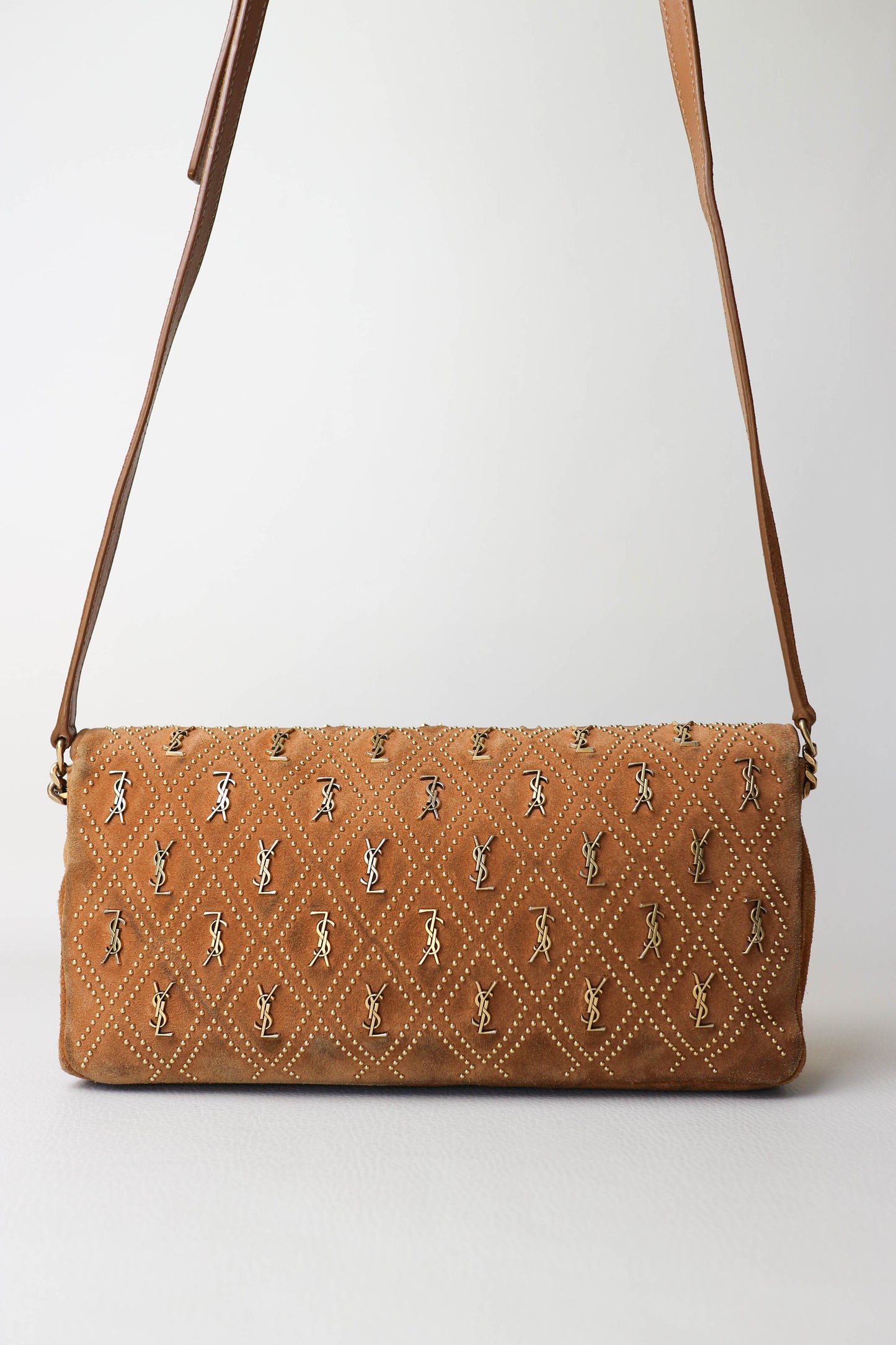 Saint Laurent Kate Logo Studs Bag Suede