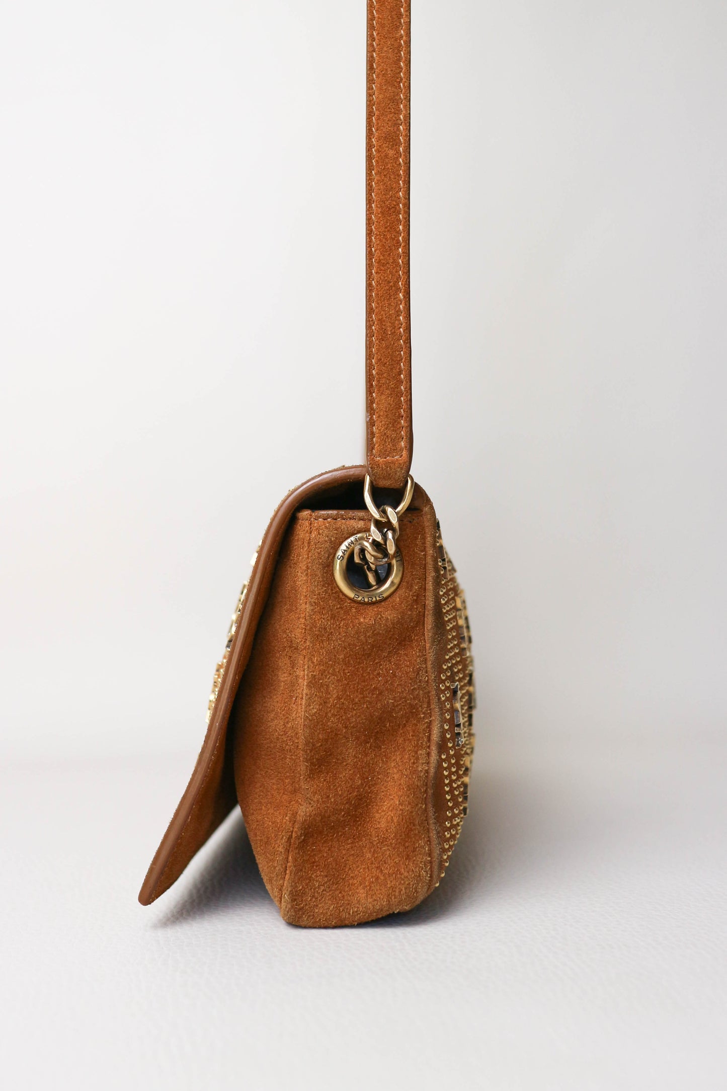 Saint Laurent Kate Logo Studs Bag Suede