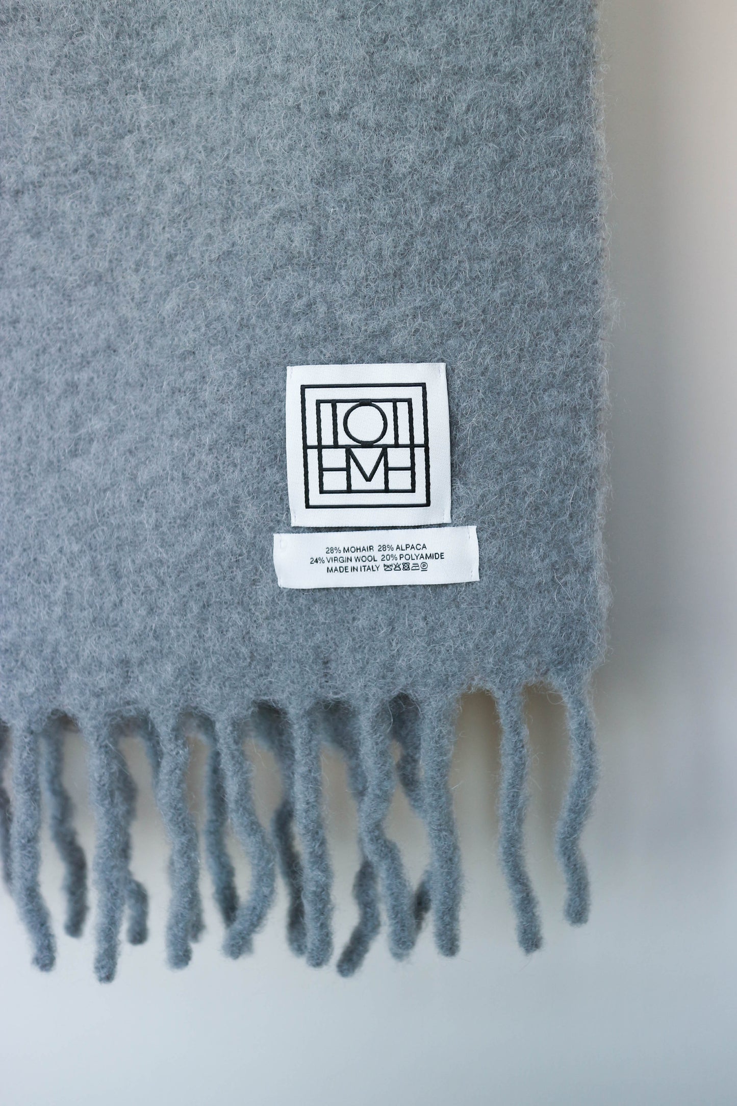 TOTEME Oversized Logo Scarf Grey