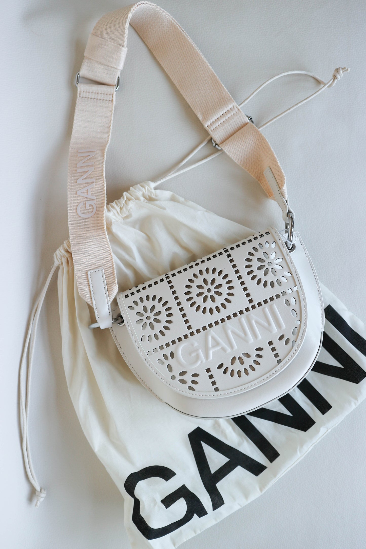 GANNI Crossbody Logo Bag White