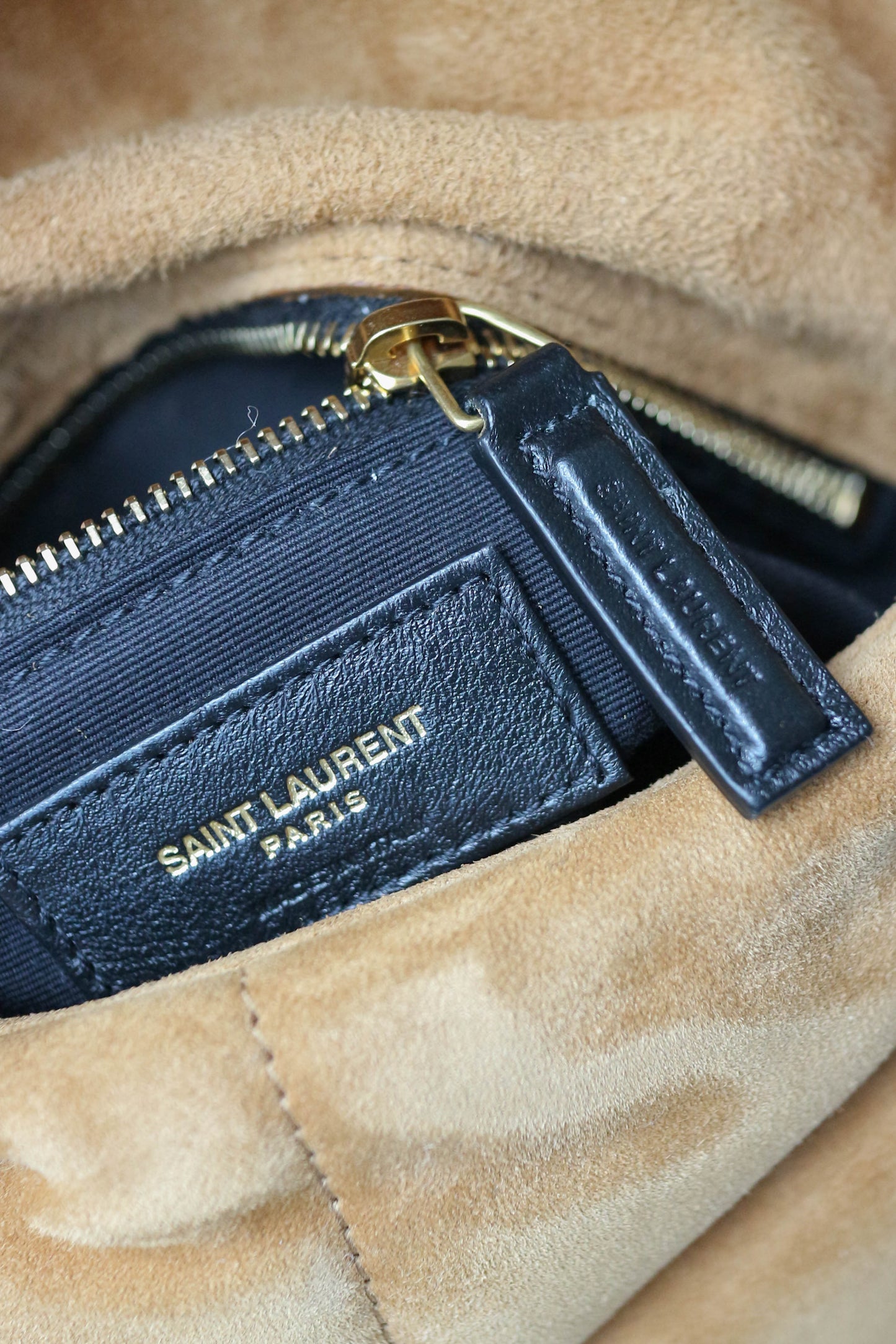 Saint Laurent Loulou Puffer Bag Suede Brown Small
