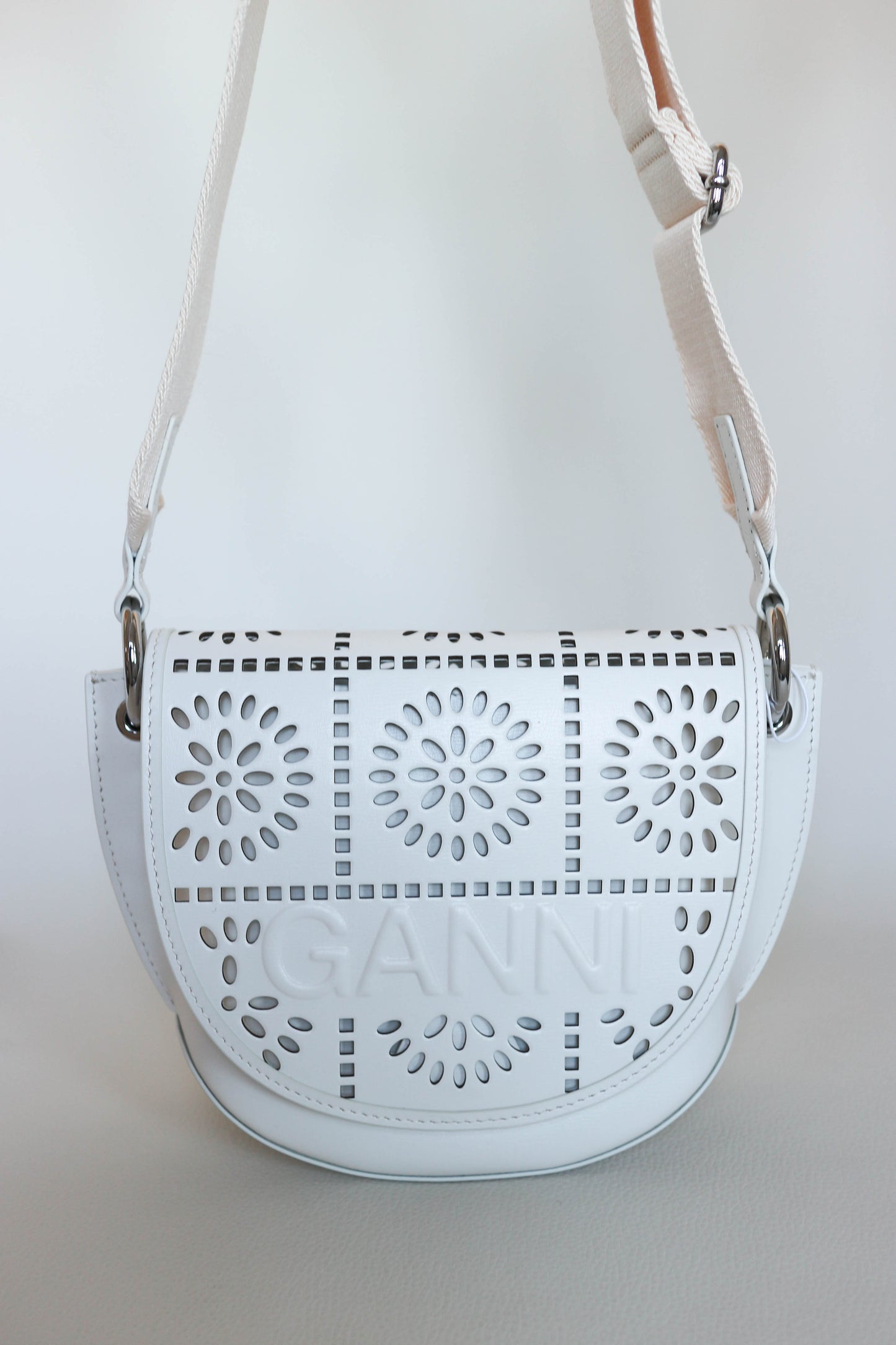 GANNI Crossbody Logo Bag White