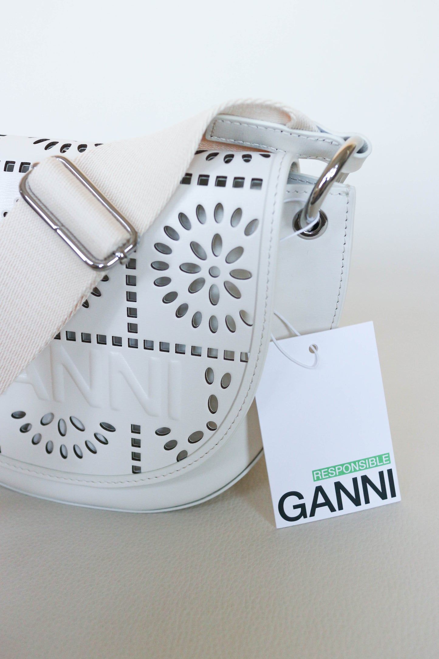 GANNI Crossbody Logo Bag White