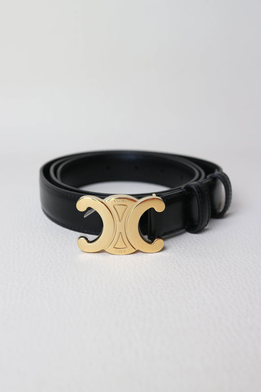 CELINE Triomphe Leather Belt Black